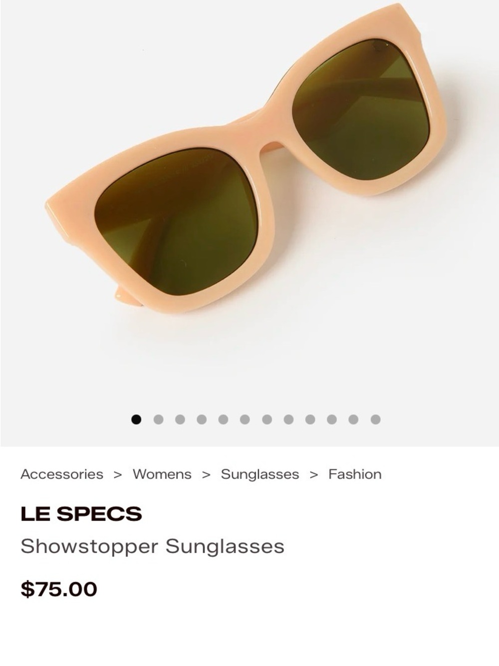 Le Specs Peach Frame Sunglasses with Olive Lenses